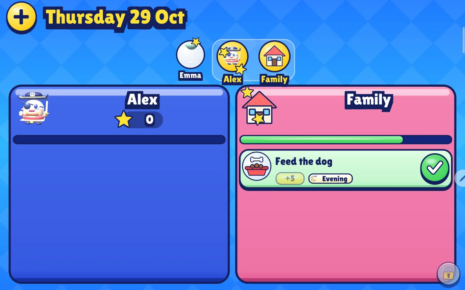 Stars flying to Alex's hero after a quest is ticked